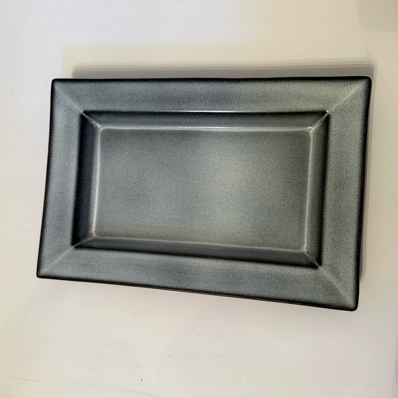JARS TOURRON FRANCE TRAY BLUE GRAY RECTANGLE STONEWARE PLATTER HANDMADE MCM - Picture 1 of 10